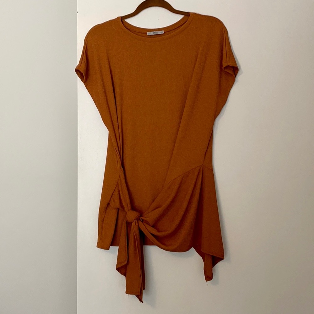 Zara Cap Sleeve Tie Shirt